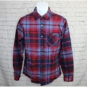 Flag & Anthem Red Blue Plaid Flannel Button Up Shirt Size Medium NWT Men's NEW